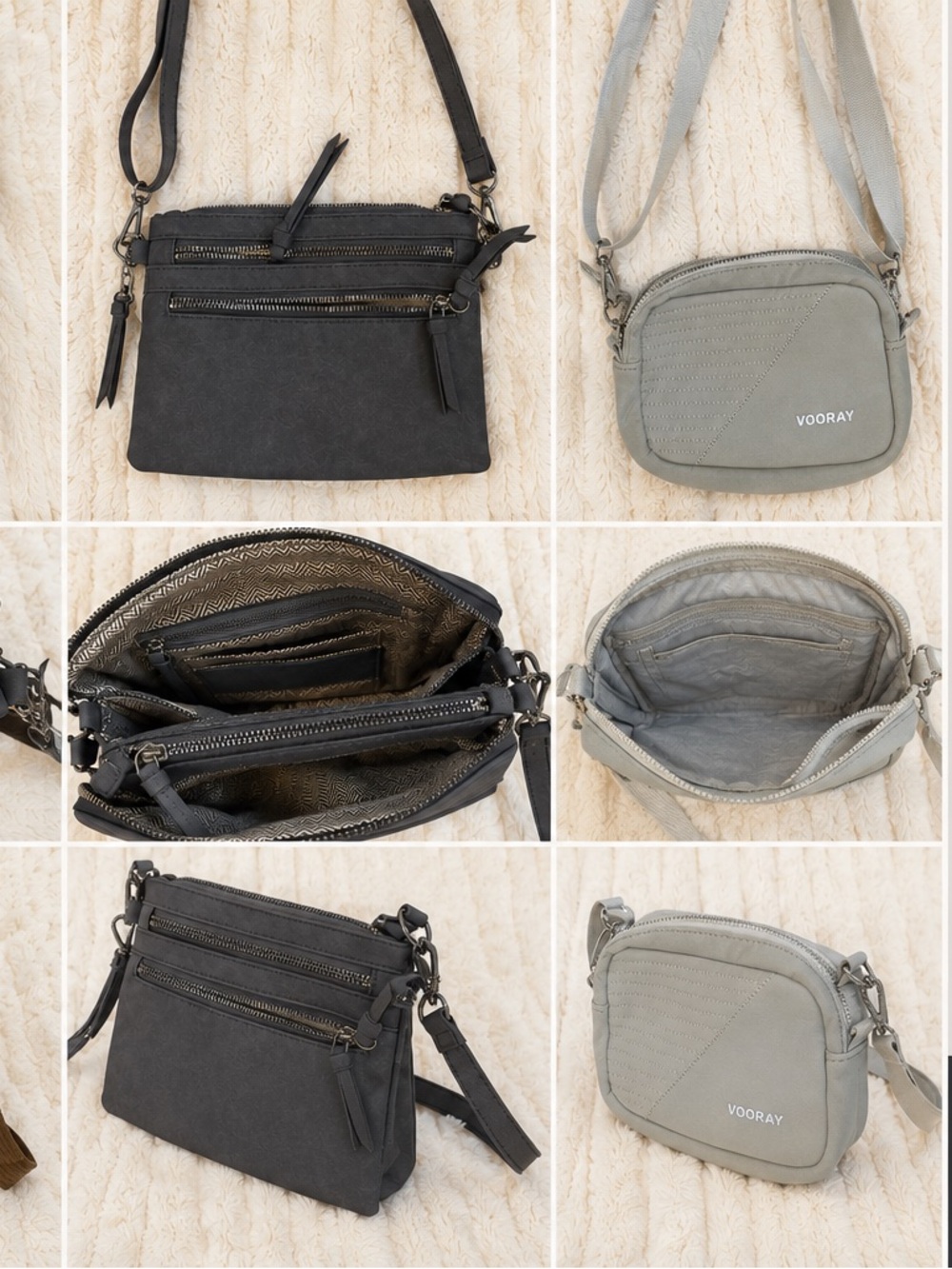 3 Crossbody Purse Bundle | Gray & Charcoal Everyday Bags |